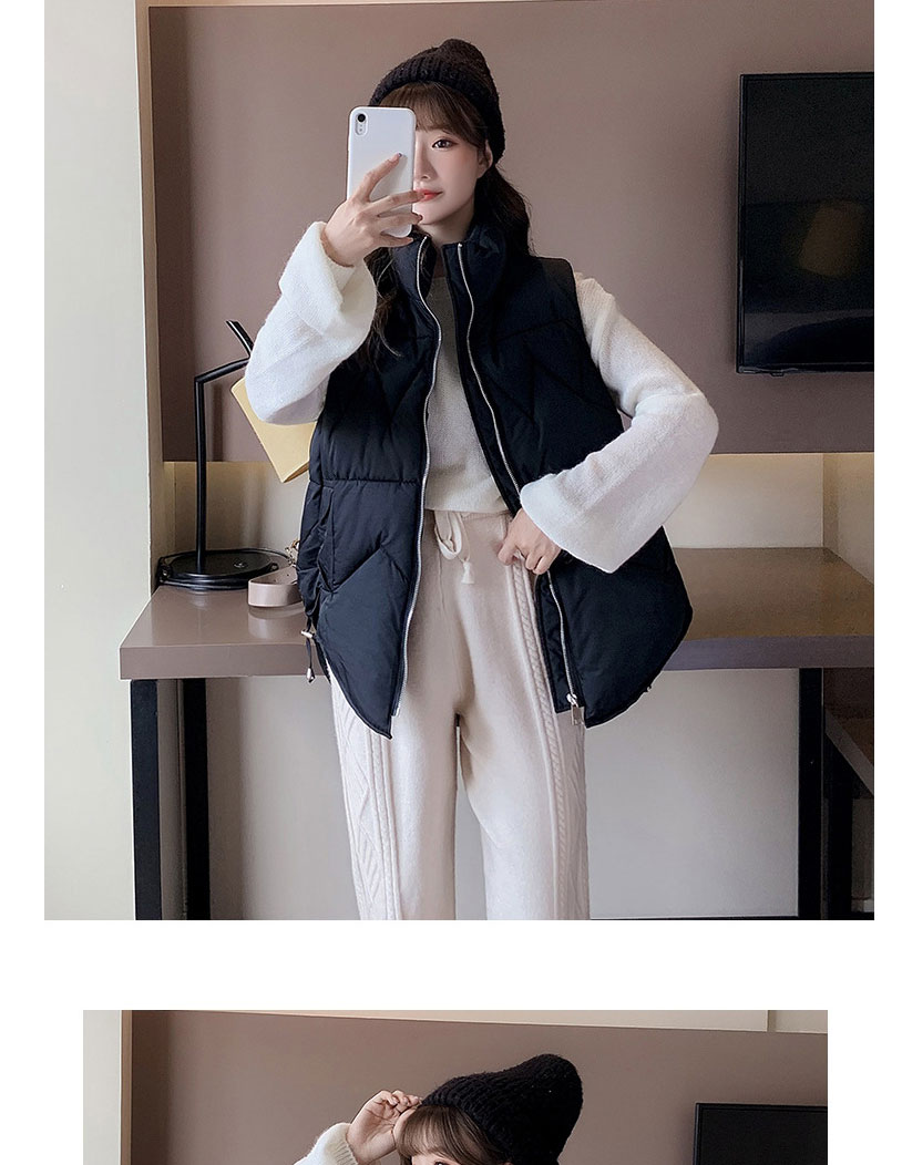 Fashion Navy Stand-up Collar Down Vest,Coat-Jacket