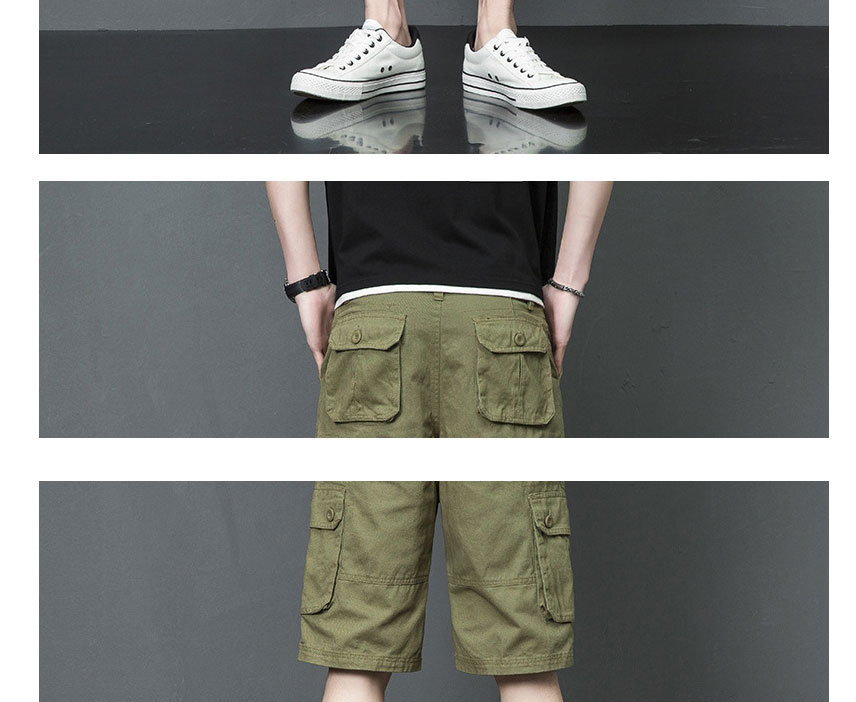 Fashion Khaki Tooling Large Pocket Cotton Shorts,Shorts