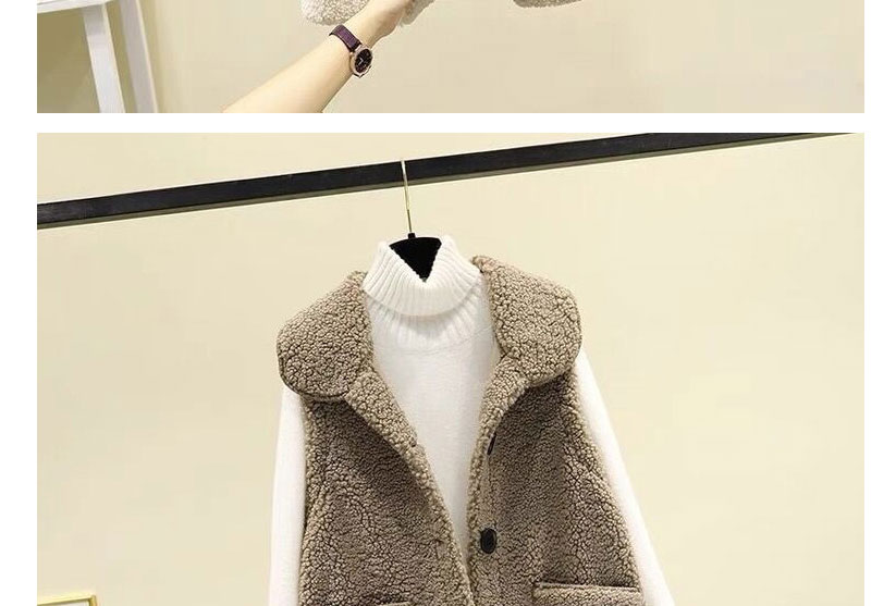 Fashion Dark Brown Lamb Fur And Fur Vest,Coat-Jacket