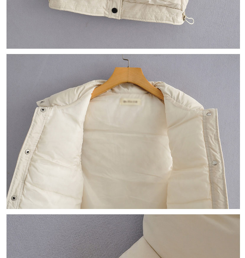 Fashion Off White Stand-up Collar Single-breasted Drawstring Waistcoat,Coat-Jacket