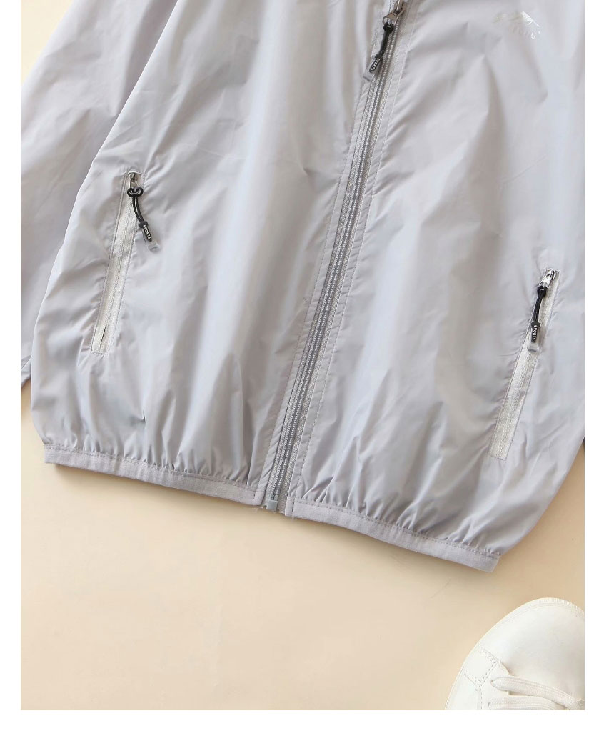Fashion White Hooded Zipper Thin Coat,Coat-Jacket