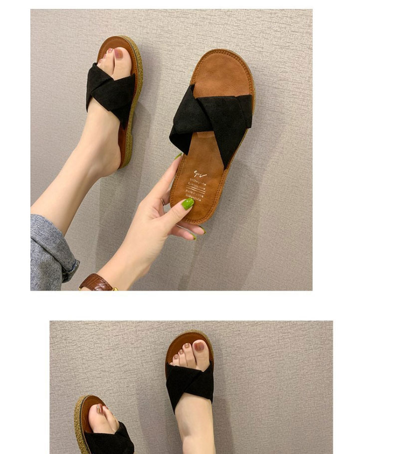 Fashion Off White Suede Flat Cross Slippers,Slippers