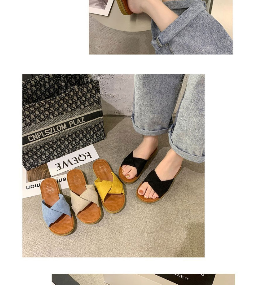 Fashion Off White Suede Flat Cross Slippers,Slippers