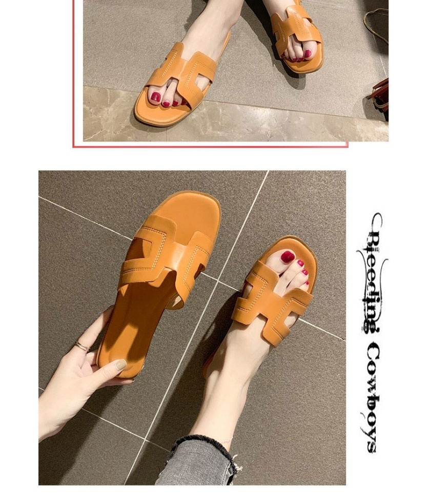 Fashion Orange Pu Open Toe Slippers,Slippers