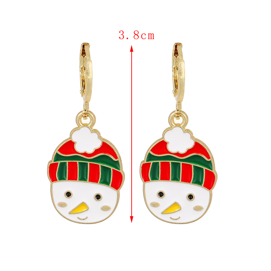 Fashion Red Alloy Dripping Christmas Snowman Earrings,Hoop Earrings