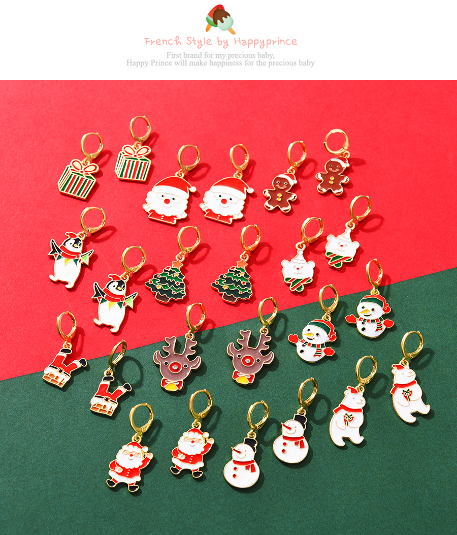 Fashion White Alloy Dripping Square Christmas Tree Earrings,Hoop Earrings