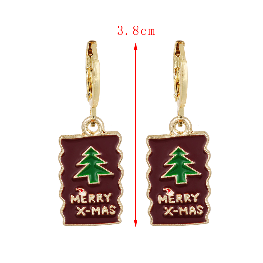 Fashion White Alloy Dripping Square Christmas Tree Earrings,Hoop Earrings