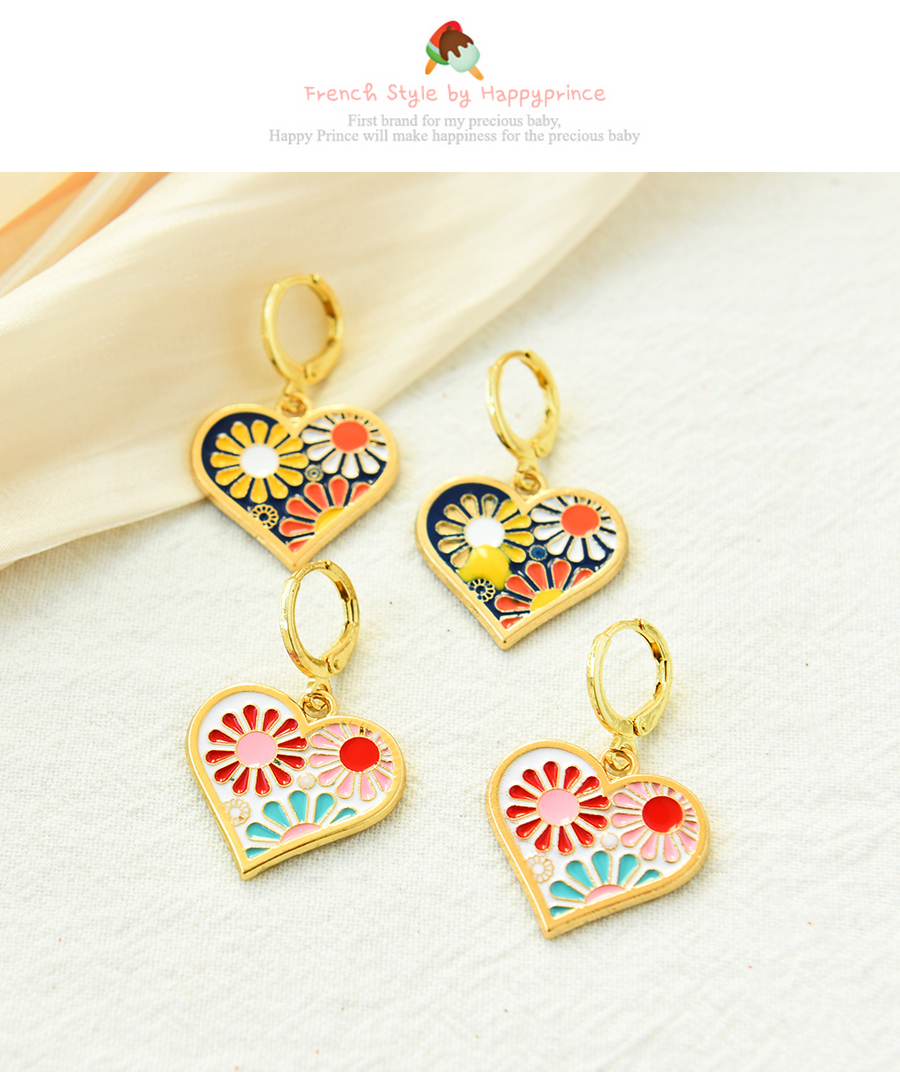 Fashion Color Alloy Drop Oil Love Flower Earrings,Hoop Earrings