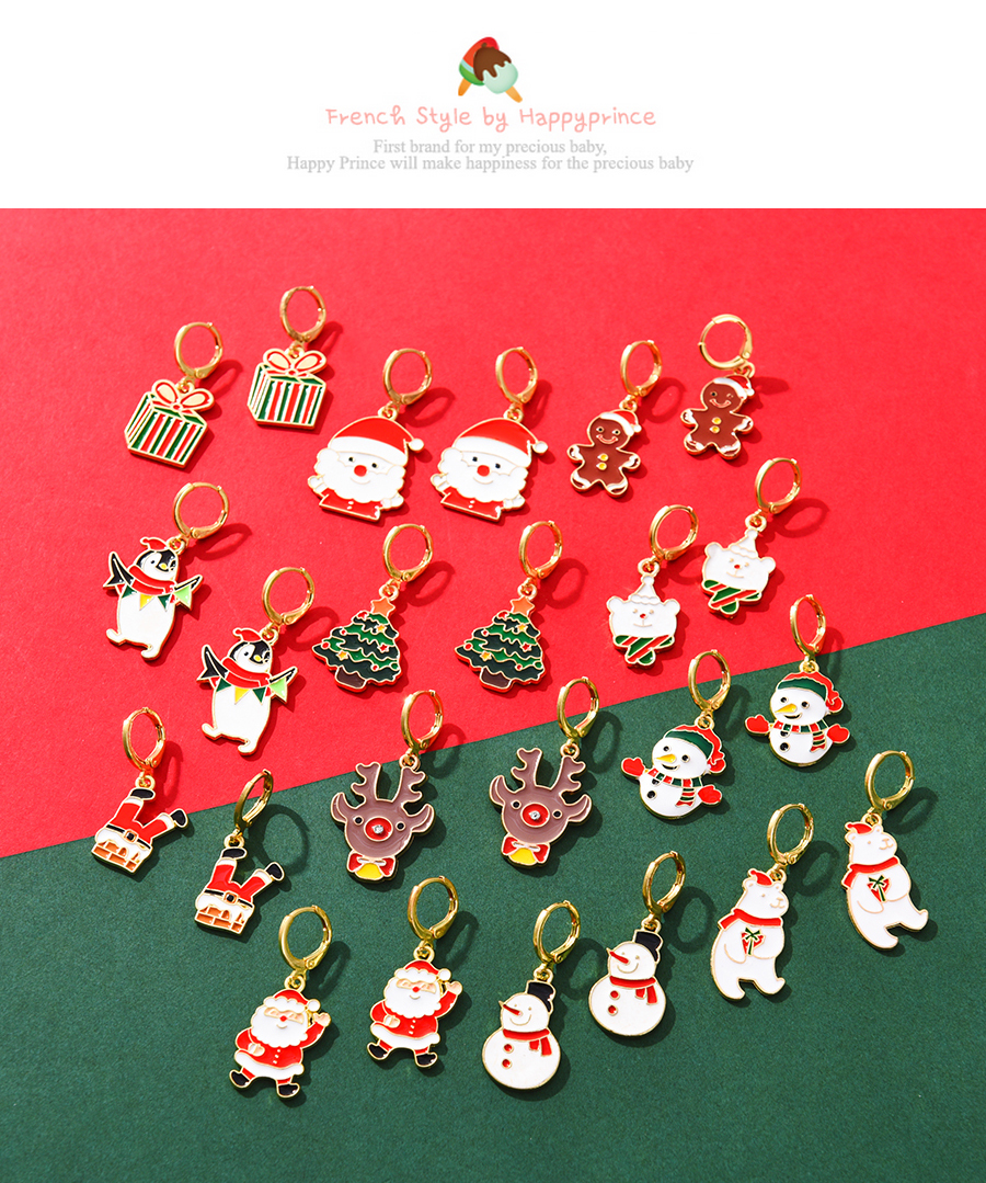 Fashion Red Alloy Drip Oil Christmas Gift Bag Ear Ring,Hoop Earrings
