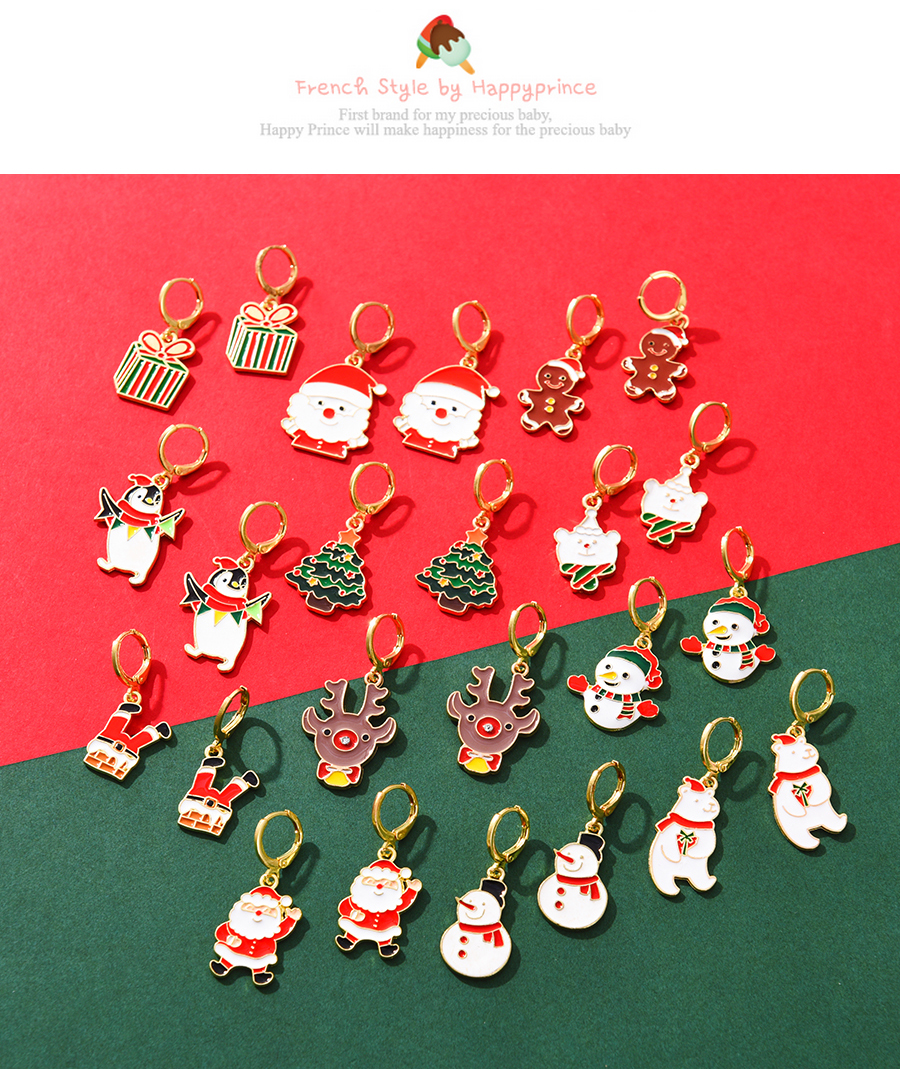 Fashion Color Alloy Dripping Christmas Elk Earrings,Hoop Earrings