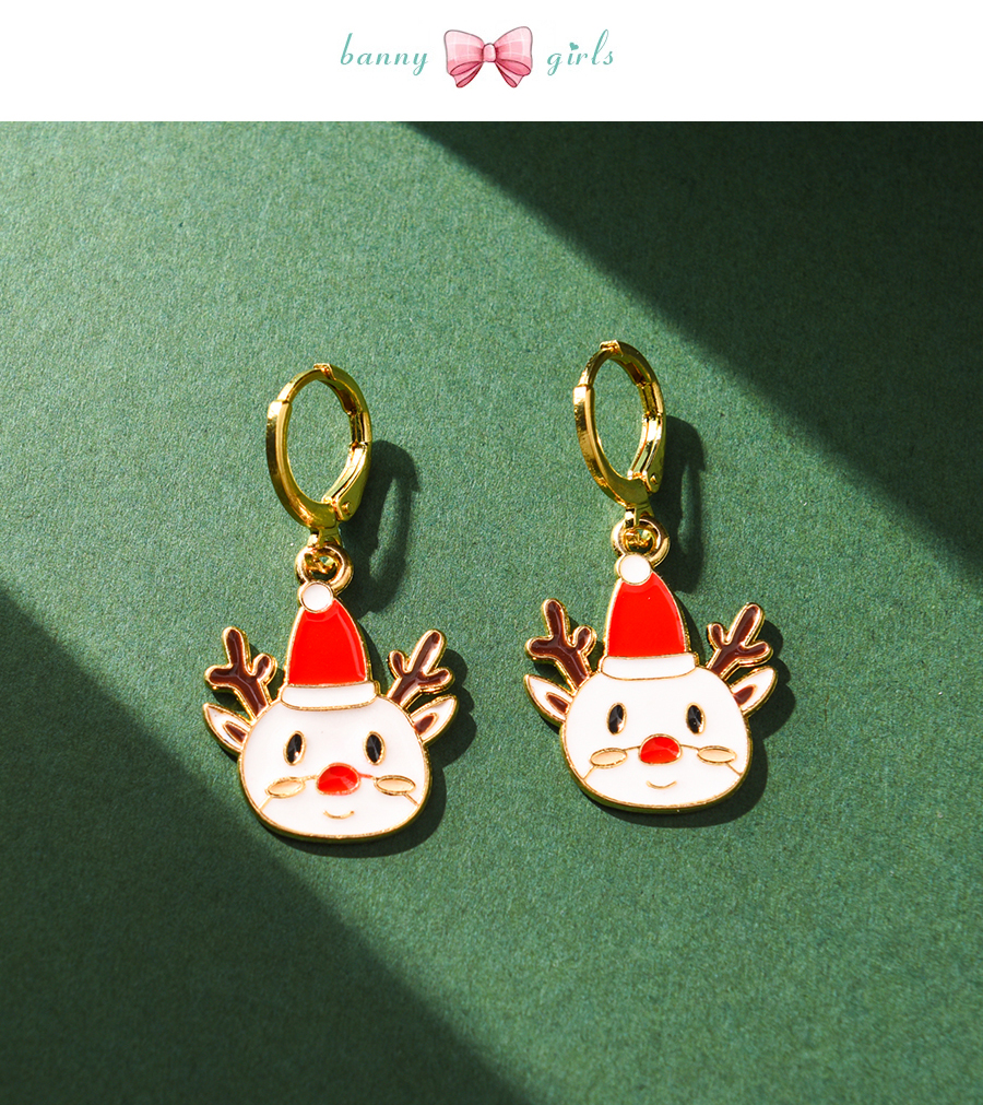 Fashion Color Alloy Dripping Christmas Elk Earrings,Hoop Earrings