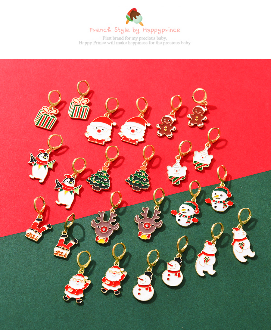 Fashion Red Alloy Drip Oil Santa Earrings,Hoop Earrings