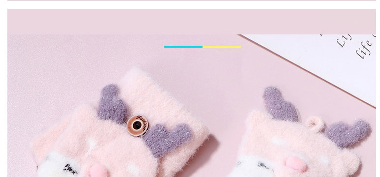 Fashion Light Pink Christmas Jacquard Mink Fleece Knitted Flip Half Finger Gloves,Gloves