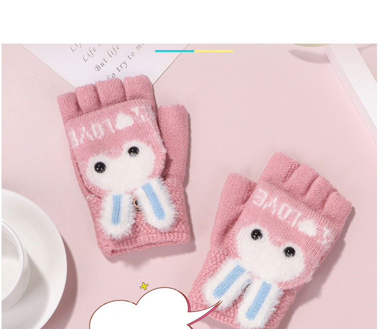 Fashion Peach Flour Imitation Mink Velvet Bunny Clamshell Gloves,Gloves