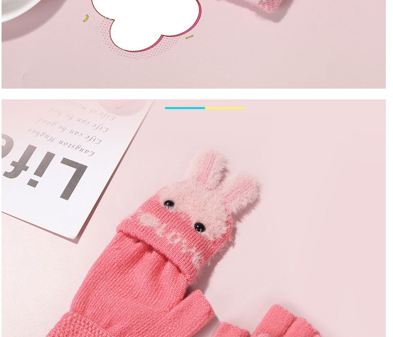 Fashion Light Pink Imitation Mink Velvet Bunny Clamshell Gloves,Gloves