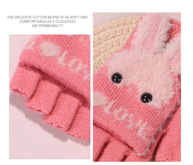Fashion Light Pink Imitation Mink Velvet Bunny Clamshell Gloves,Gloves