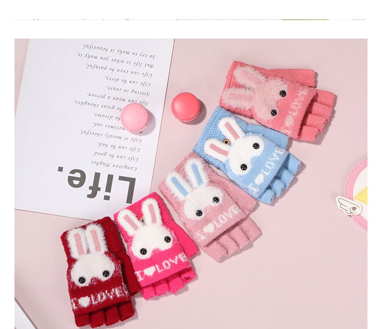 Fashion Peach Flour Imitation Mink Velvet Bunny Clamshell Gloves,Gloves