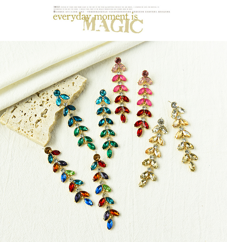 Fashion Color Alloy Diamond Branch Earrings,Drop Earrings