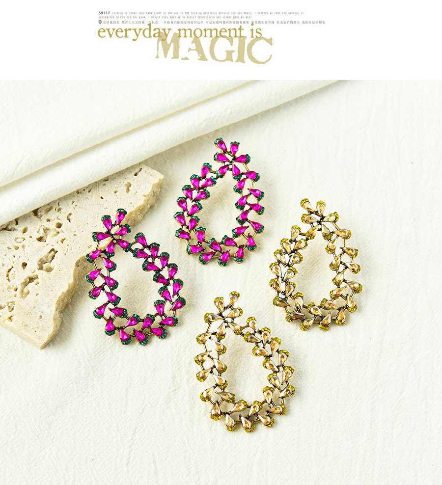 Fashion Champagne Alloy Diamond-studded Branch Pierced Earrings,Stud Earrings