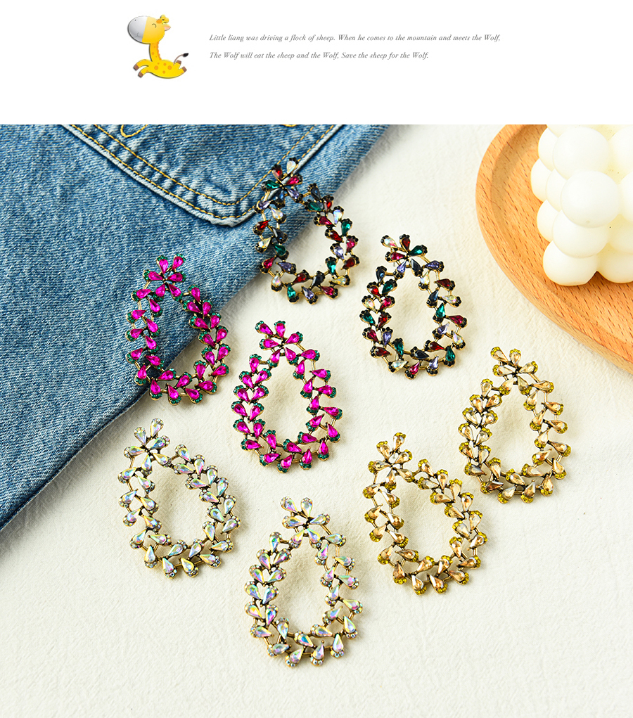 Fashion Champagne Alloy Diamond-studded Branch Pierced Earrings,Stud Earrings