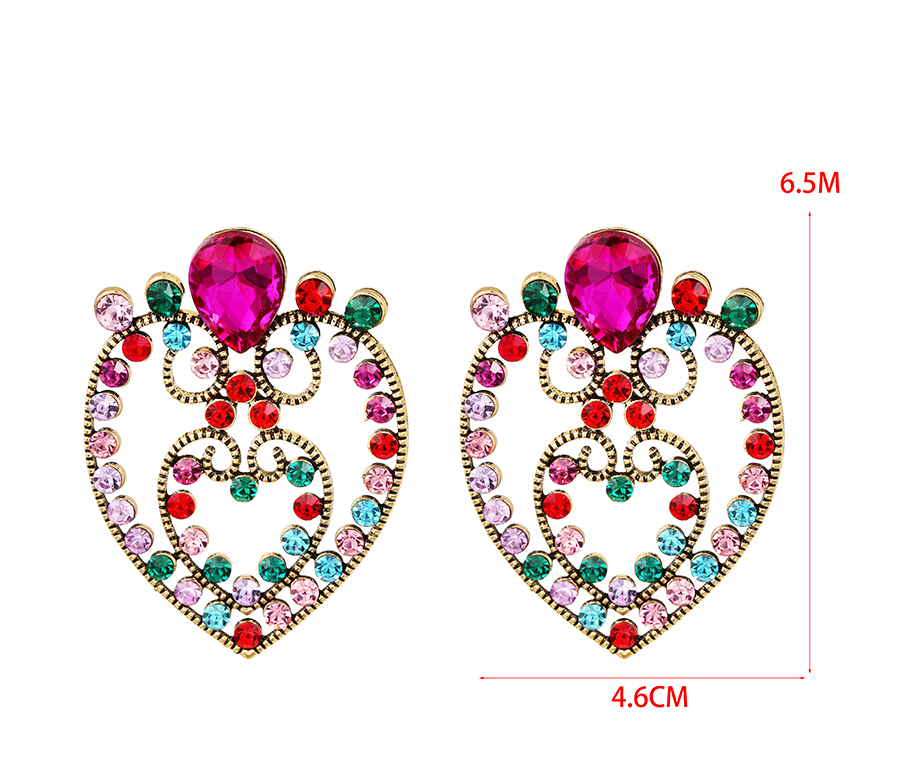 Fashion Pearl Alloy Diamond Hollow Heart Stud Earrings,Stud Earrings