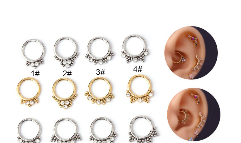 Fashion Silver 5# Stainless Steel Diamond Pierced Nose Ring,Nose Rings & Studs
