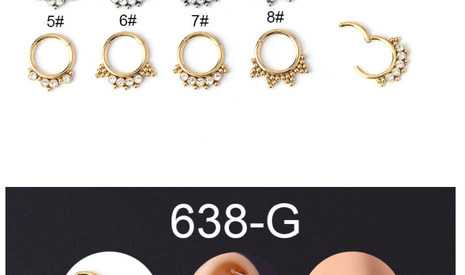 Fashion Gold 4# Stainless Steel Diamond Pierced Nose Ring,Nose Rings & Studs