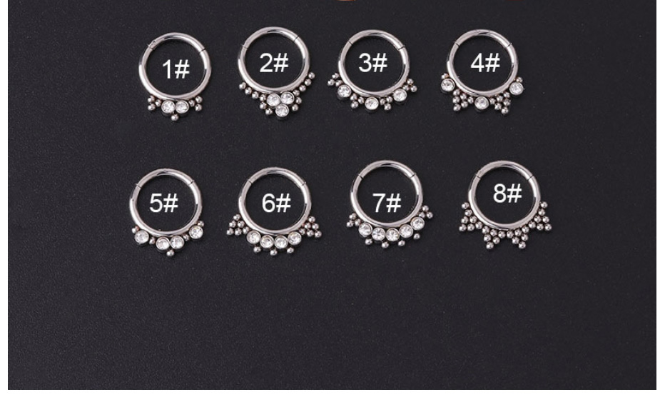 Fashion Silver 7# Stainless Steel Diamond Pierced Nose Ring,Nose Rings & Studs