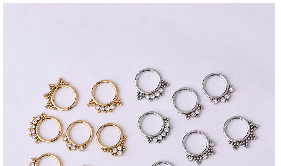 Fashion Gold 2# Stainless Steel Diamond Pierced Nose Ring,Nose Rings & Studs