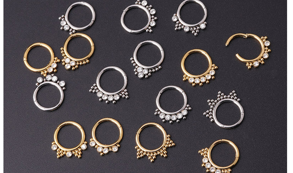 Fashion Gold 1# Stainless Steel Diamond Pierced Nose Ring,Nose Rings & Studs