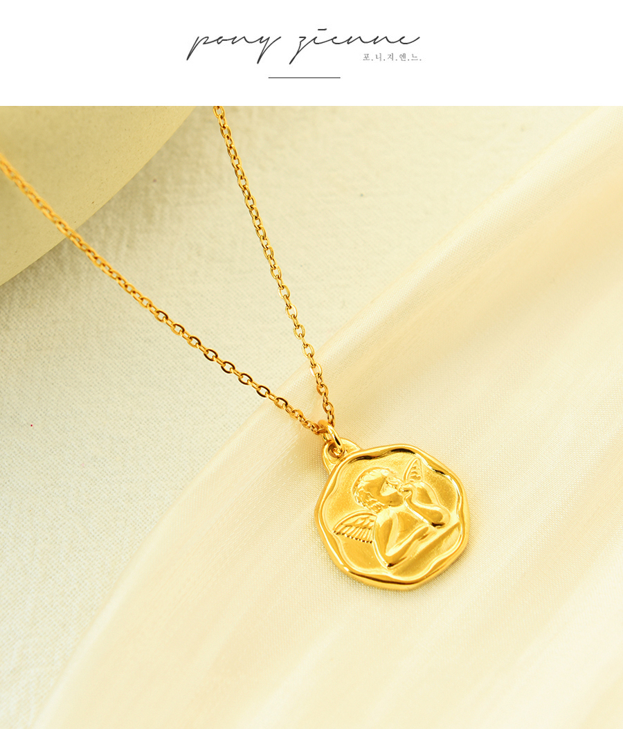 Fashion Gold Titanium Steel Angel Necklace,Necklaces