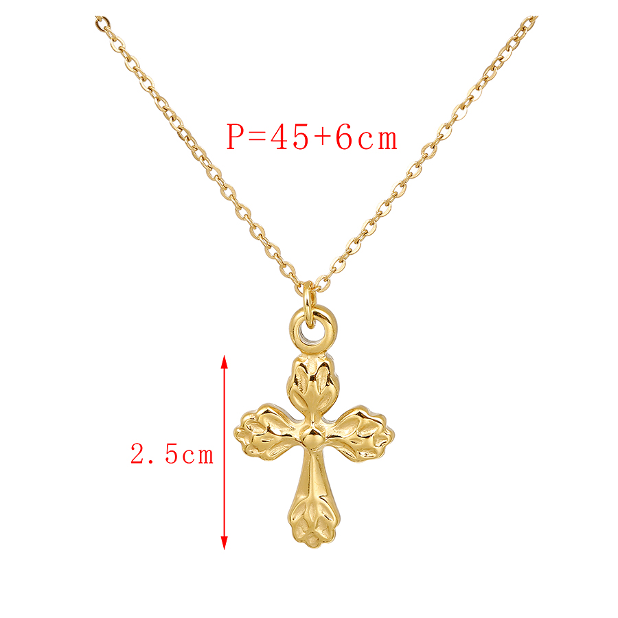 Fashion Gold Titanium Steel Cross Necklace,Necklaces