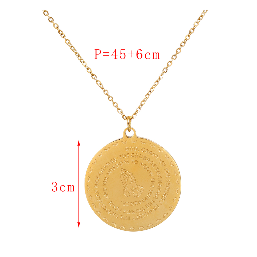 Fashion Gold Titanium Steel Round Letter Palm Necklace,Necklaces