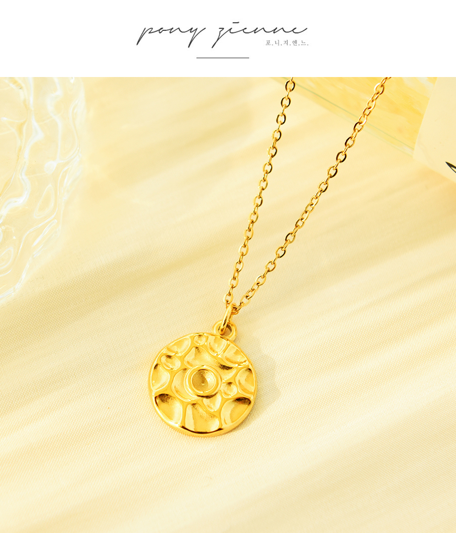 Fashion Gold Titanium Steel Irregular Pattern Necklace,Necklaces