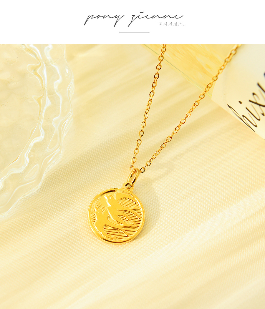 Fashion Gold Titanium Steel Round Goose Necklace,Necklaces