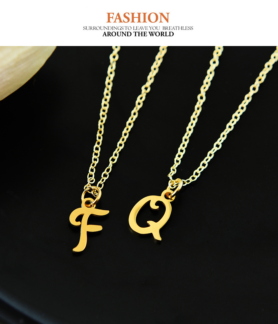 Fashion G Titanium Steel 26 Letters Necklace,Necklaces