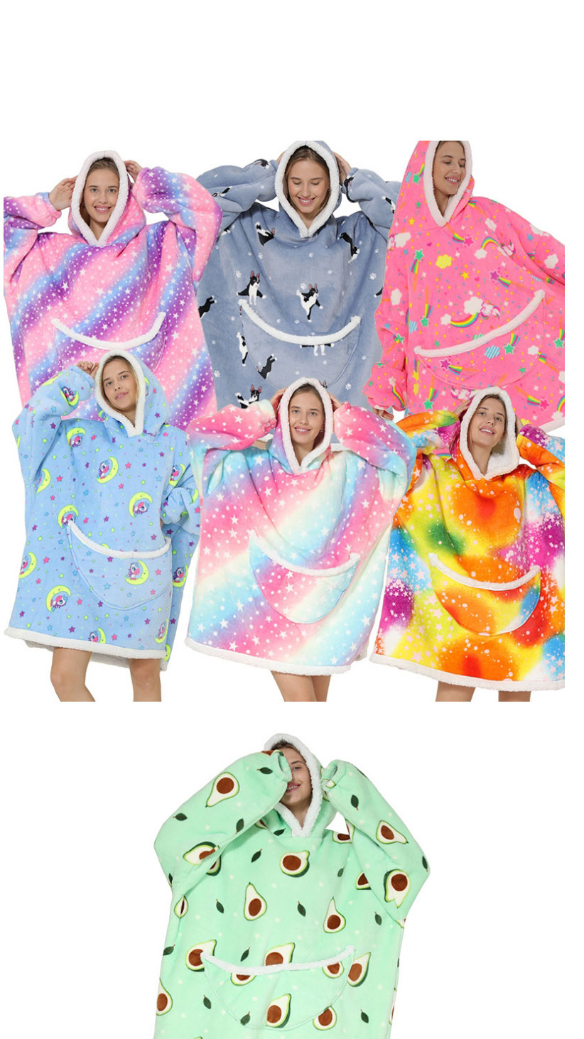 Fashion Cosmic Winter Clothes Geometric Print Lamb Velvet Pullover Hooded Pajamas,CURVE SLEEP & LOUNGE