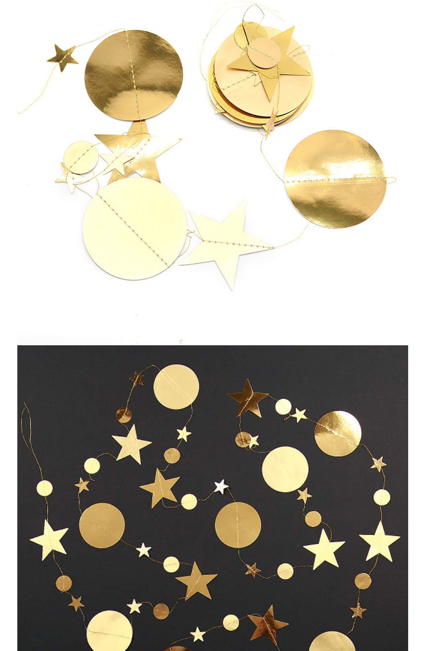 Fashion Round Star Garland Gold Mixed Silver Mirror Star Disc Paper Garland,Festival & Party Supplies