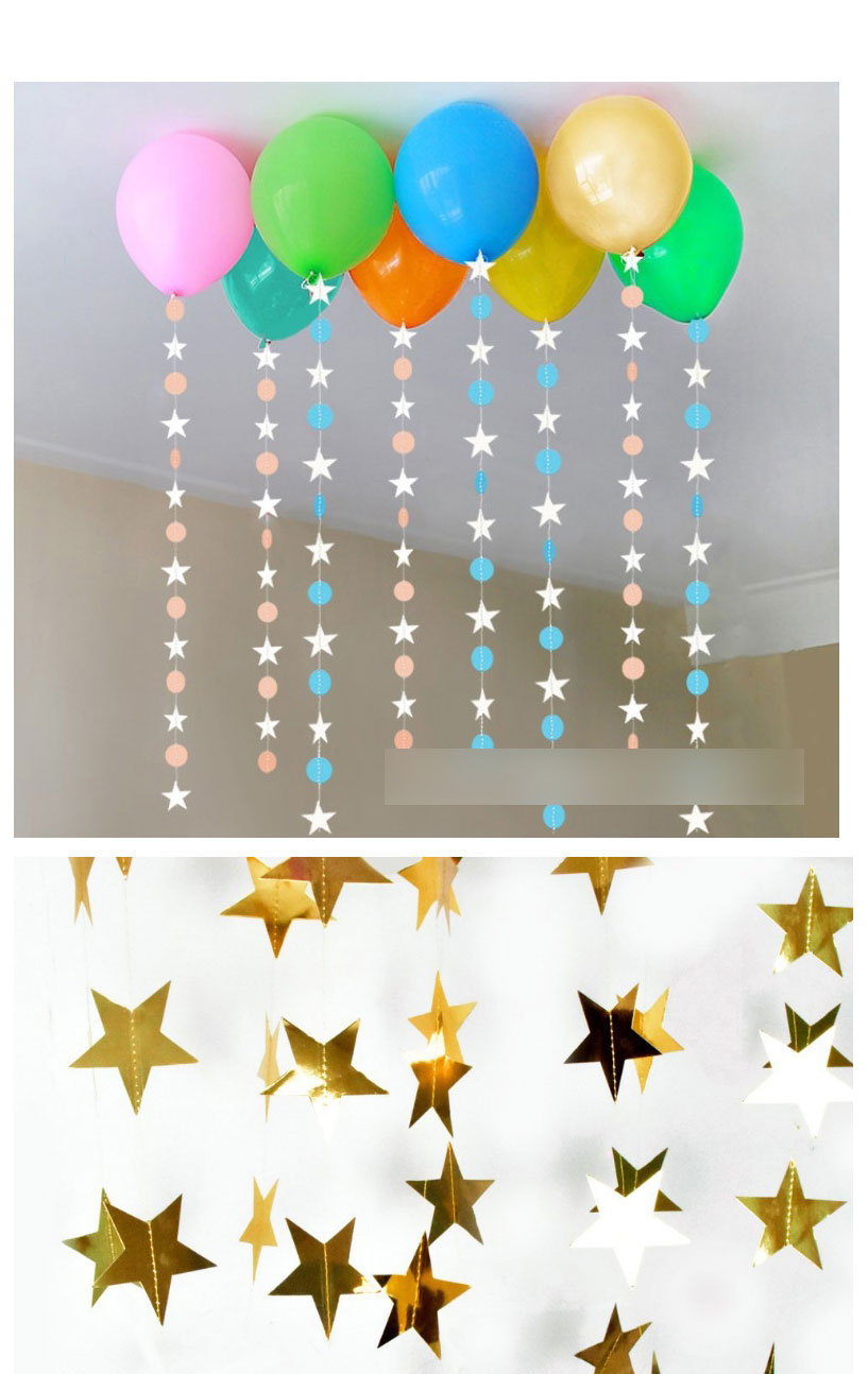 Fashion Glitter Gold Stars 4 Meters Star Paper Pull Flag String Flag Ornament,Festival & Party Supplies