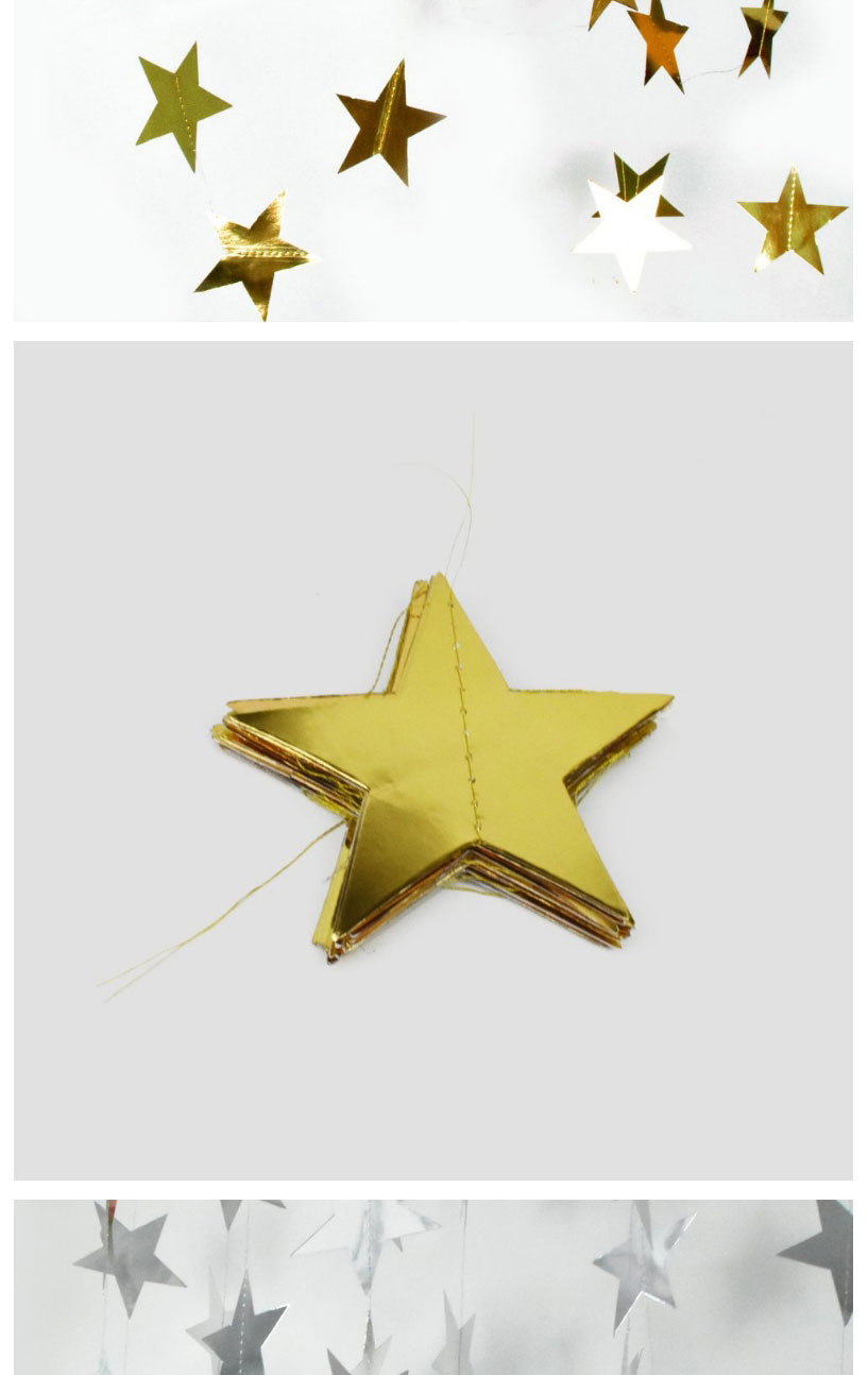 Fashion Silver Star 4 Meters Star Paper Pull Flag String Flag Ornament,Festival & Party Supplies