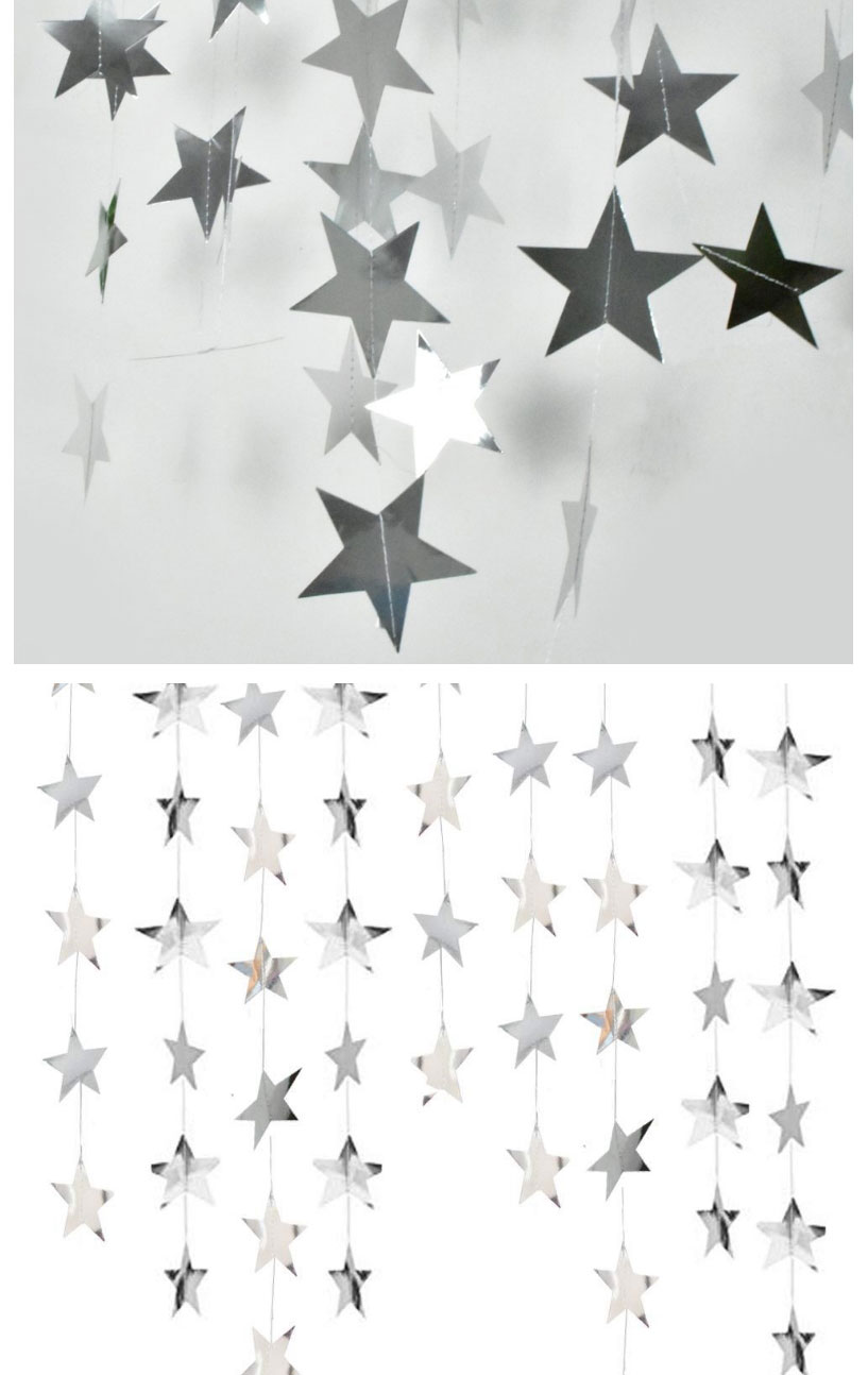 Fashion Gold White Powder Stars 2 Meters Star Paper Pull Flag String Flag Ornament,Festival & Party Supplies