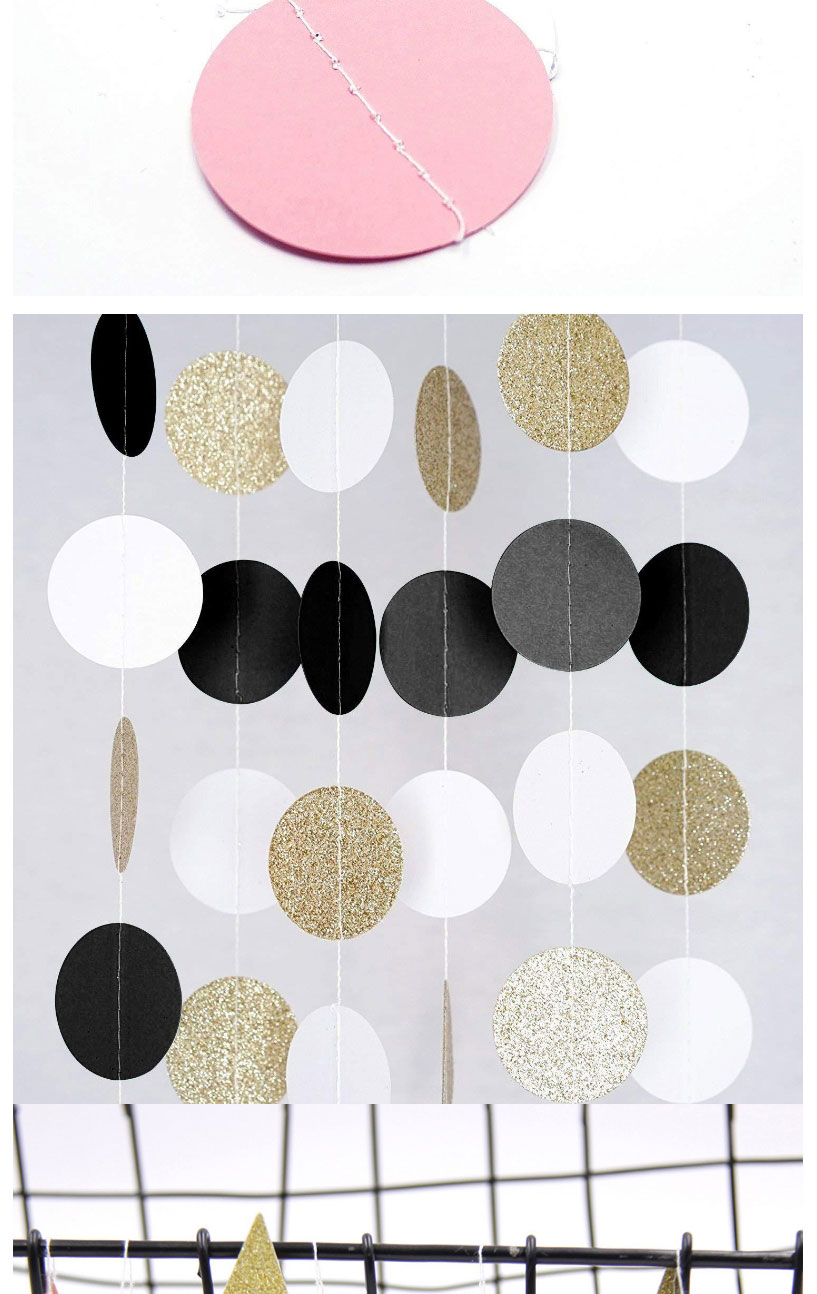 Fashion Golden White Black Disc 2 Meters Round Piece Of Paper Pull Flag String Flag Ornament,Festival & Party Supplies