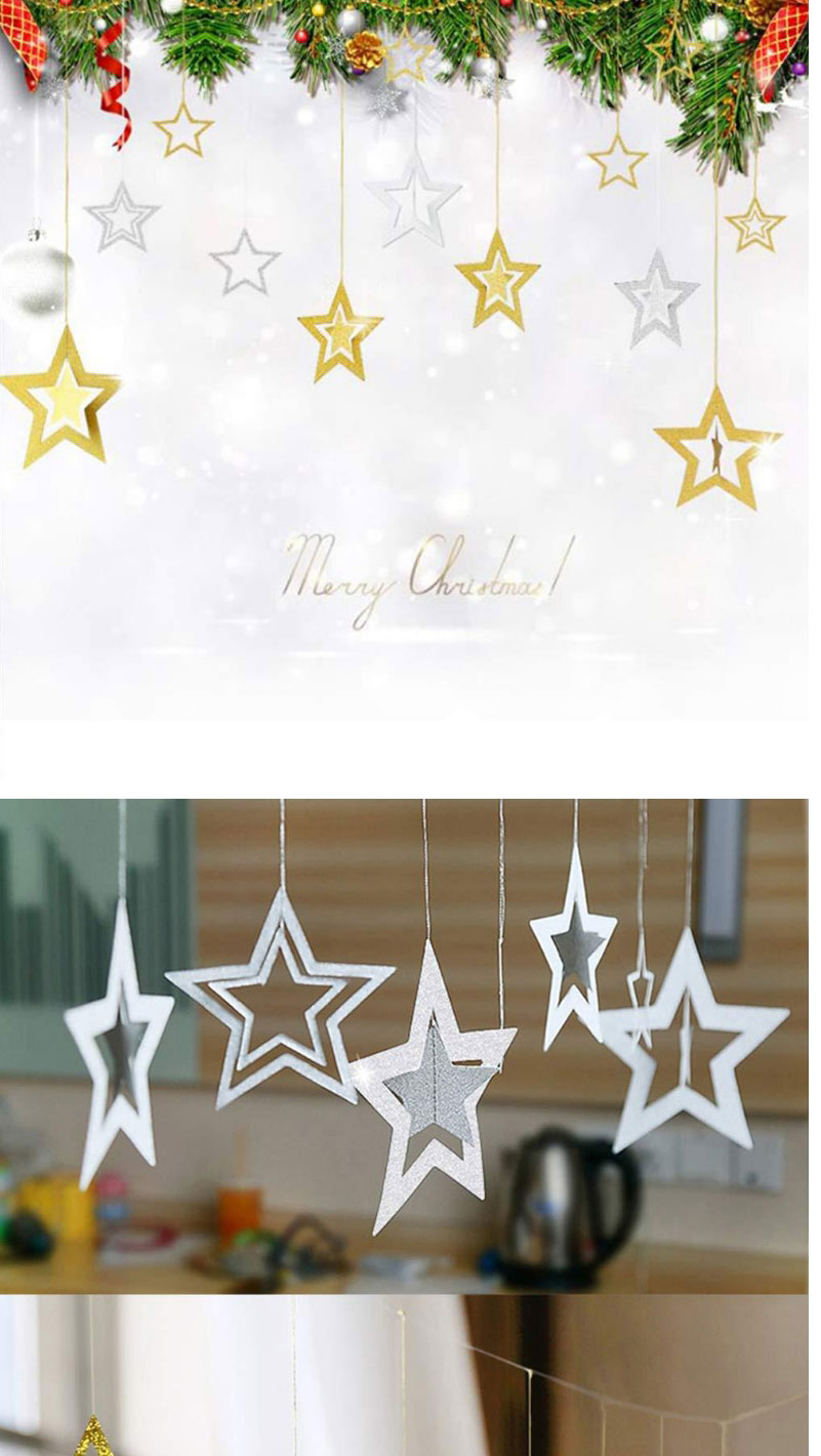 Fashion Set Of 7 Hollow Stars Silver Hollow Star Ornaments 7 Pcs,Festival & Party Supplies
