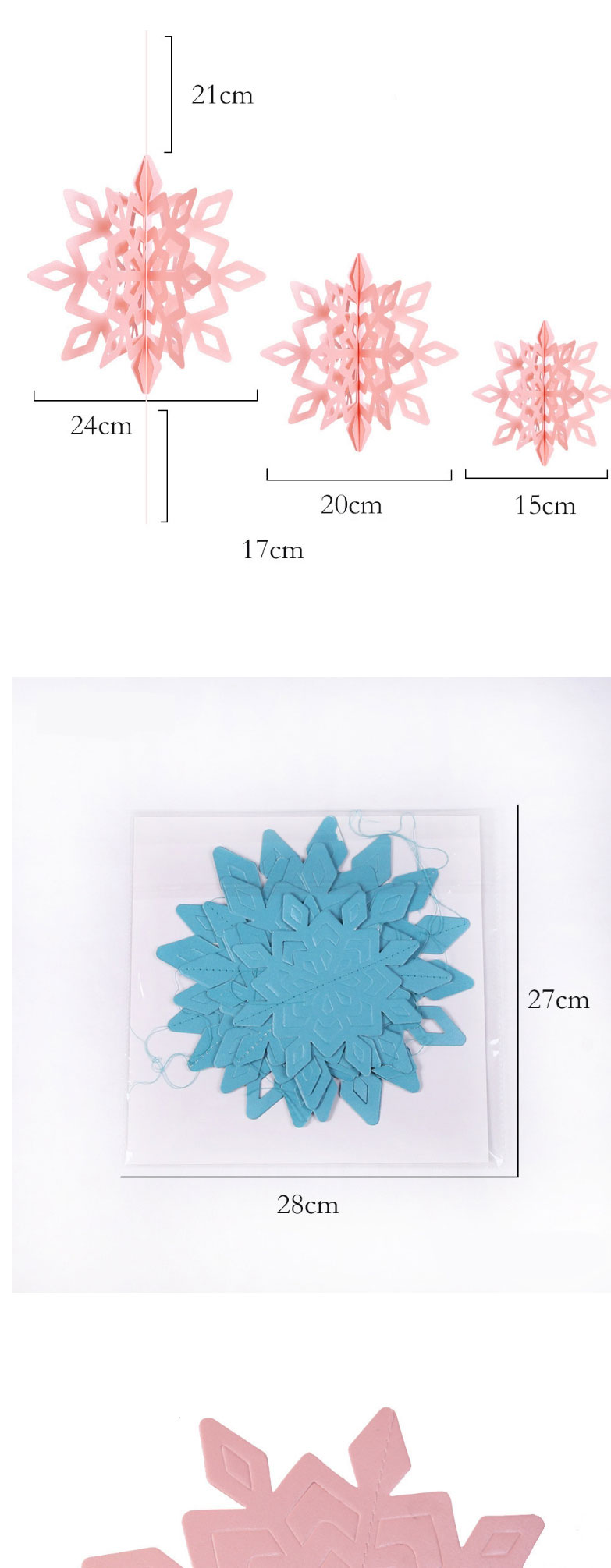 Fashion Royal Blue Three-dimensional Snowflake (6 Piece Set) Christmas Three-dimensional Snowflake Pendant,Festival & Party Supplies