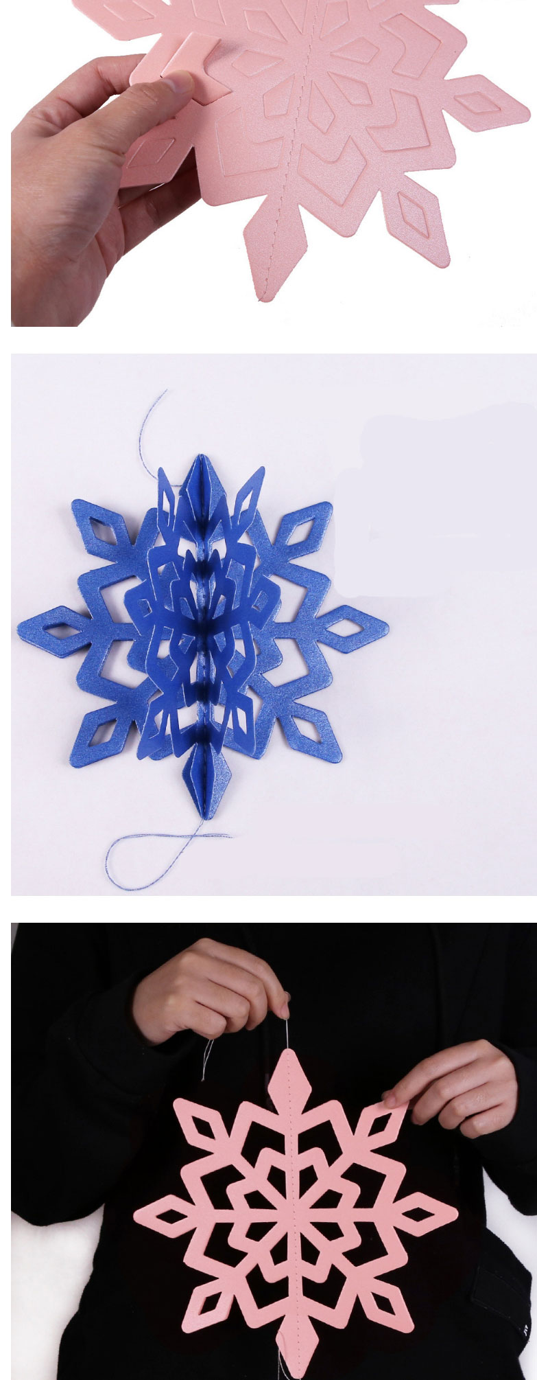 Fashion Light Blue Three-dimensional Snowflake (6 Piece Set) Christmas Three-dimensional Snowflake Pendant,Festival & Party Supplies