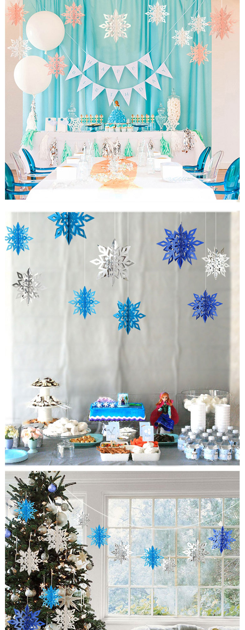 Fashion Royal Blue Three-dimensional Snowflake (6 Piece Set) Christmas Three-dimensional Snowflake Pendant,Festival & Party Supplies