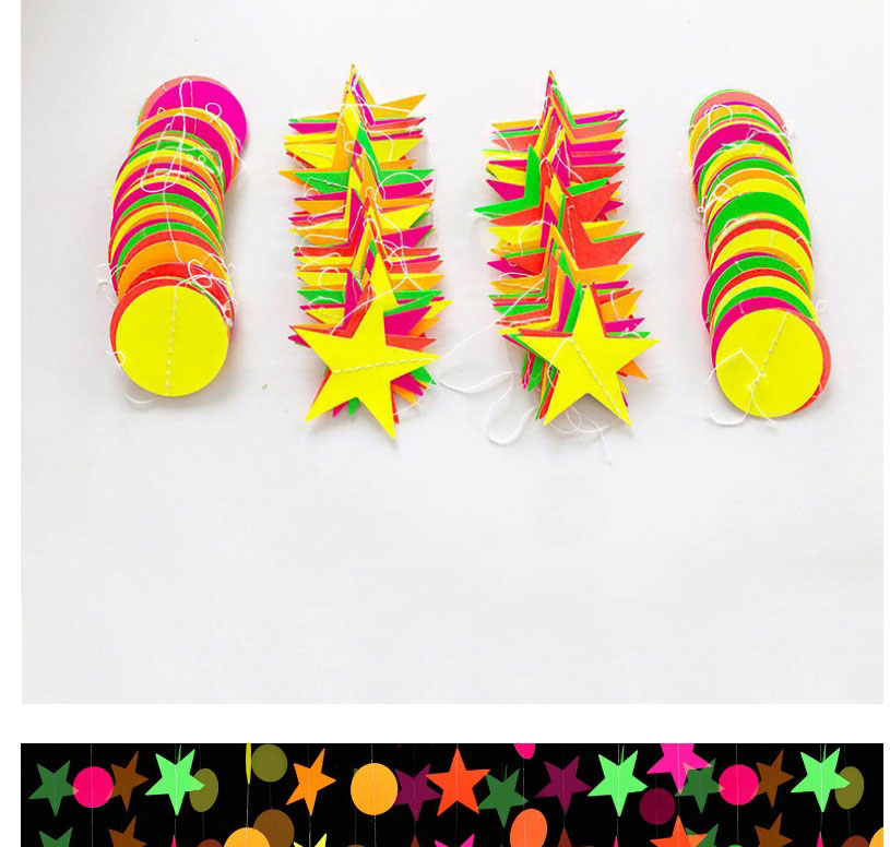 Fashion Fluorescent Paper Five-pointed Star Pentagram Fluorescent Paper Pull Flag,Festival & Party Supplies