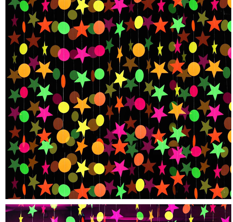 Fashion Fluorescent Tape Pink Pentagram Fluorescent Paper Pull Flag,Festival & Party Supplies