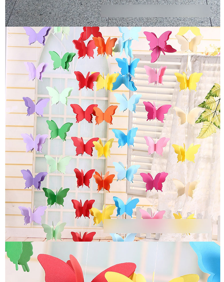 Fashion Red Butterfly 3 Meters Colorful Butterfly Three-dimensional Paper Garland,Festival & Party Supplies