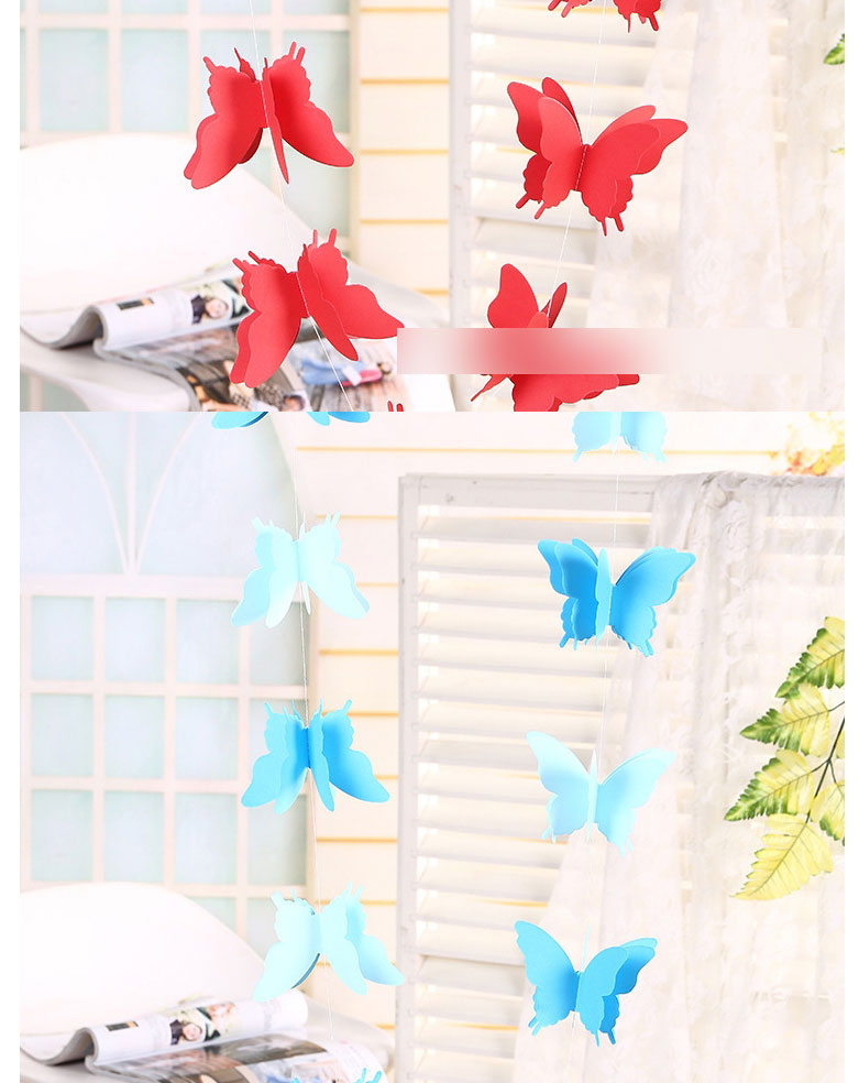 Fashion Gradient Pink Butterfly 3 Meters Colorful Butterfly Three-dimensional Paper Garland,Festival & Party Supplies
